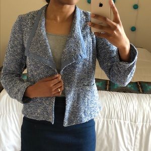 Tweed Waterfall Jacket - Open Waterfall Style Blue